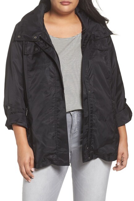 

HALOGEN Nordstrom Черный плащ с капюшоном Ветровка Легкая куртка  16W