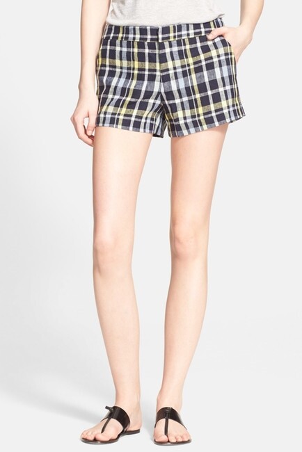 Joie Women's Merci Printed Plaid 100% Linen Casual Shorts - Size 8