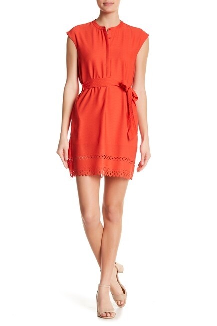 Collective Concepts Women's Coral Cap Sleeve Laser- Cut Shirt Dress Size Small