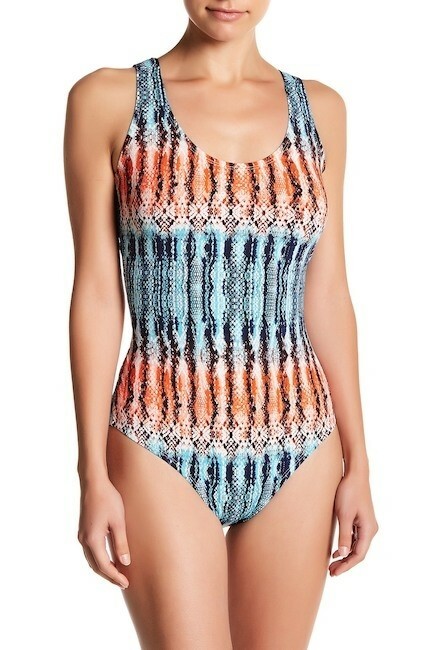 Tart 145727 Womens Masie One-Piece Swimsuit Rainbow Python Size Medium