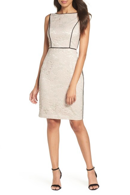 

Новое кружевное платье-футляр Vince Camuto с биркой TAUPE, размер 2,4,8,10,12, МОЮЩЕЕ, Taupe and black