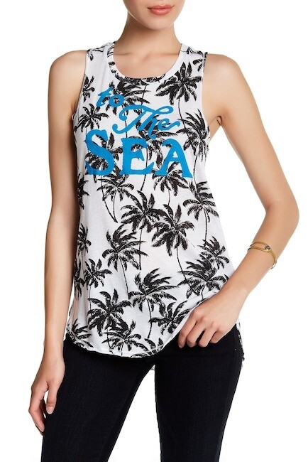 Sunnyside Womens palm tree graphic tank top to the sea Size Large