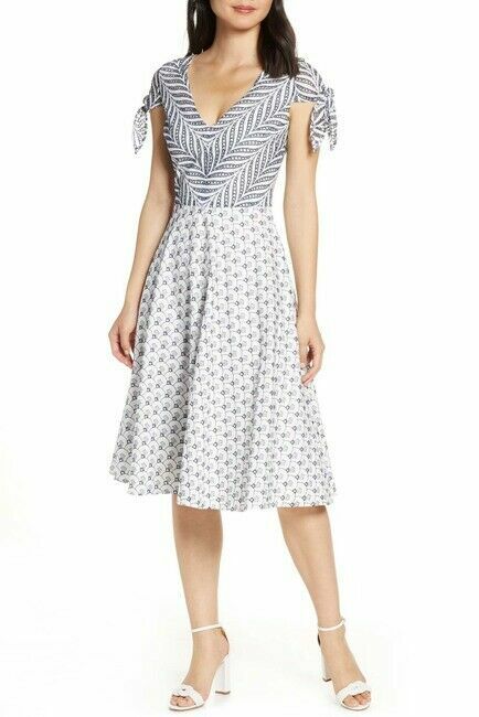 

НОВОЕ платье MARK - JAMES BADGLEY MISCHKA темно-белого цвета с расклешенными рукавами и завязками на рукавах, Multicolor