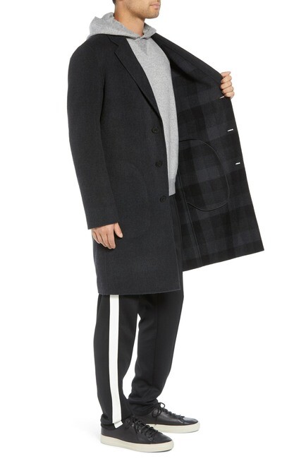 Pre-owned Vince Mj01  Wool Blend Men Long Car Coat Jacket Size M, L,xl $795 In Black