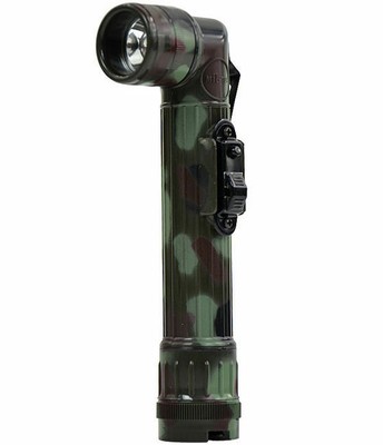 Mil-Tec Pequeño LED Militar Anglehead Linterna 4 Filtro Color Flecktarn