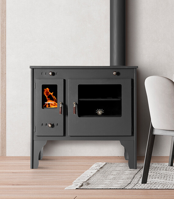 PROMETEY RETRO ECO 7 kW Holzherd Küchenhexe Gusskochplatte Kaminofen Kochherd