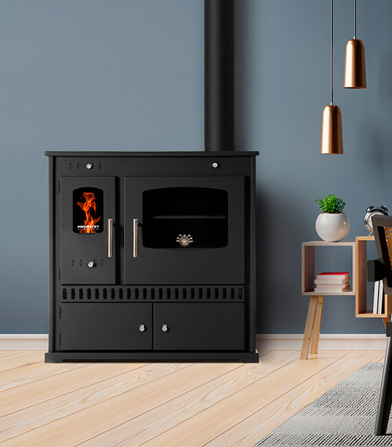 PROMETEY PERFECT ECO 7 kW Holzherd Küchenhexe Gusskochplatte Kaminofen BimSchV 2