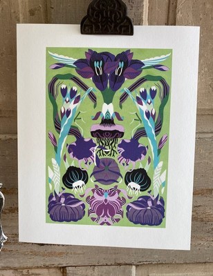Petra Borner May Green Abstract Nordic Floral Art Print New Scandinavian Modern
