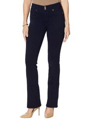 IMAN Global Chic Black Stretch 360 Slim Boot-Cut Jean New Petite