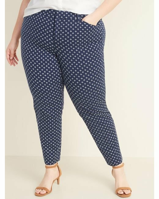 

Брюки Pixie до щиколотки Old Navy Plus с высокой талией и узкими карманами с принтом, Синий