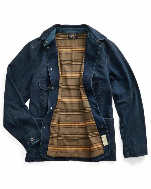 RRL インディゴ　バンダナ柄ジャケット 新品*RRL*インディゴ バンダナ ボンバー ジャケット*S* ダブル