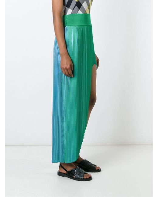 Stella McCartney Jeanne Green and Blue Pleated Asymmetic Skirt IT 44 US 10 $1480