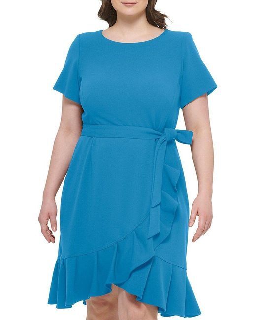 НОВОЕ платье Calvin Klein NWT стального цвета с оборками и подолом в виде тюльпана, размер 2, 4, 6, 12, 14