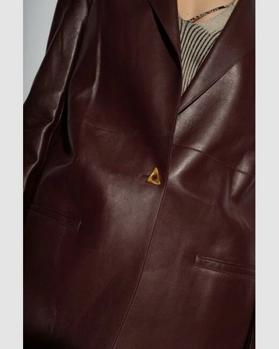 Pre-owned Aeron $1495  Women's Brown Leather Blazer Size 40