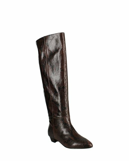 Pre-owned Sigerson Morrison Women's Snake Embossed Boots Brown Size 37 Nwb