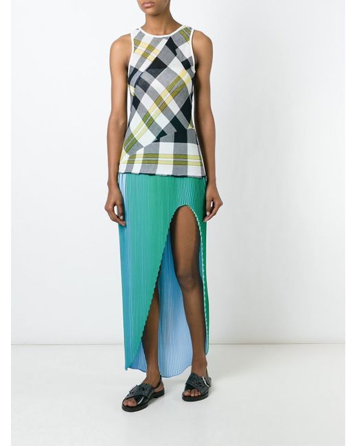Stella McCartney Jeanne Green and Blue Pleated Asymmetic Skirt IT 44 US 10 $1480