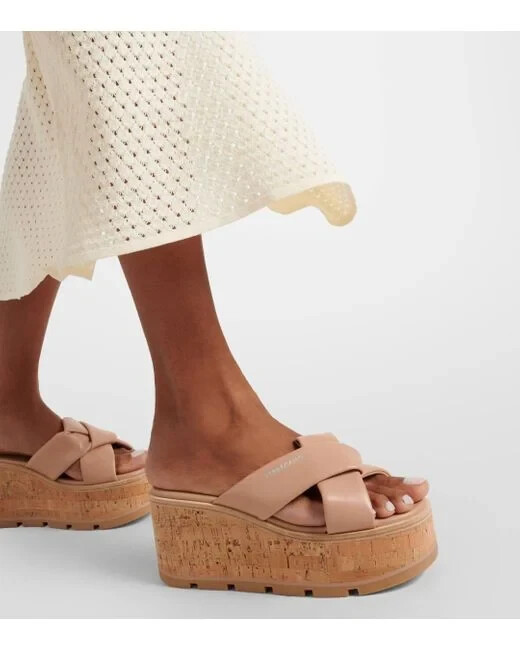 Ferragamo Engracia Platform Cork Slide Sandals Women's 11 Rosa Open Toe Slip On - Picture 1 of 17