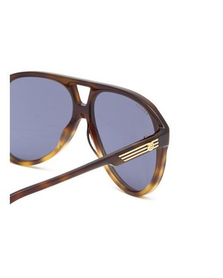 Pre-owned Gucci Gg1286s-004 Havana Havana Blue Sunglasses