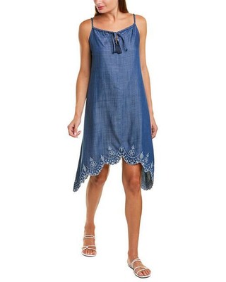 

Платье Tommy Bahama Chambray для повседневного использования, темно-синее, маленькое, Dark wash