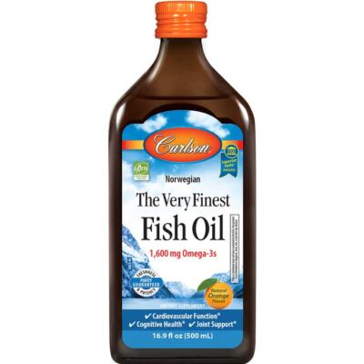 Carlson Norwegian The Very Finest Fish Oil — апельсин, 1600 мг, 16,9 жидких унций, жидкость