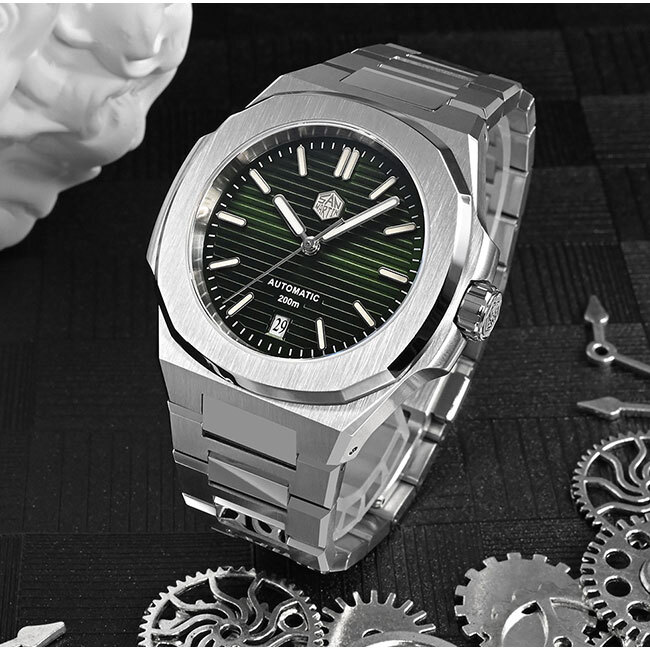 Pre-owned San Martin Men Luxury Watch Automatic Wristwatch 200m Waterproof Luminous Pt5000