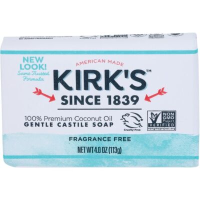 Kirk's Gentle Castile Soap - без запаха, брусок 4 унции