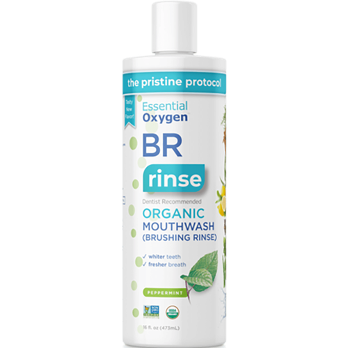 Органический ополаскиватель для чистки зубов Essential Oxygen Br Rinse — перечная мята, 16 жидких унций жидкости