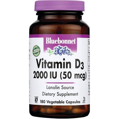 Bluebonnet Nutrition Vitamin D3 50 mcg (2,000 Iu) 180 Veg Caps