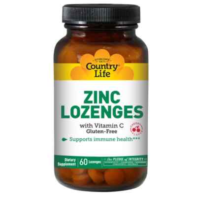 Country Life Zinc Lozenges - Cherry 60 пастилок