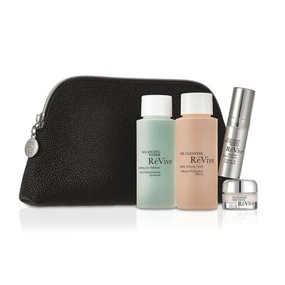 NIB ReVive Travel Set / Cleanser, Toner, Les Yeux Eye Cream & Serum Retails $199