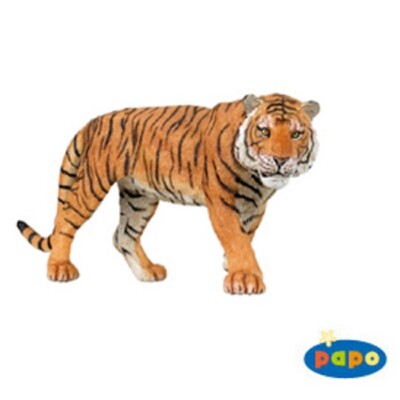 Male Tiger (Papo 50004) and Cub (Schleich 14371) - vinyl toy animal figure