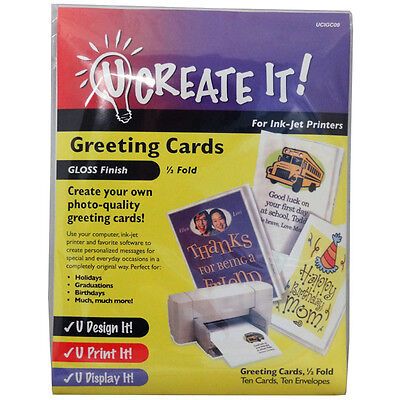 U CREATE IT! Greeting Cards Gloss Finish Half-Fold 10 Pack