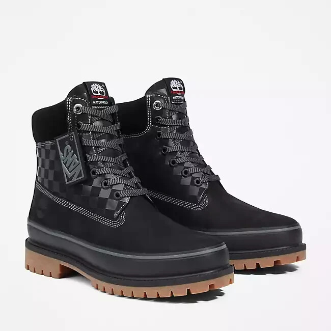 Pre-owned Vans Timberland 6" Premium Boot  Black Sk8 Checkerboard 6 Inch Tb0a6697001