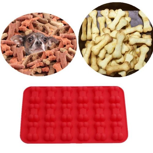 15 Cavity Silicone Dog Bone Baking Pan Mold Tray Treat Cookie Biscuit Mould Tool