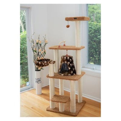 Armarkat Brown Carpet Real Wood Cat Furniture Pressed Wood Kitty Tower A6403