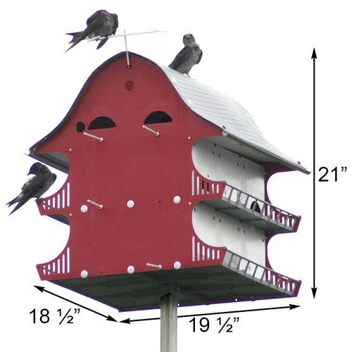 S&K Purple Martin Barn House , 16 Room, Pole Mount,Starling Resistant