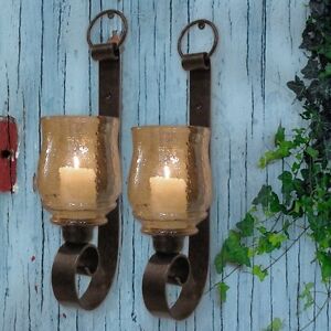 St 2 Tuscan Farmhouse Antique Iron Wall Sconce Candle ... St 2 Tuscan Farmhouse Antique Iron Wall Sconce Candle ... on Iron Wall Sconces For Candles id=62402