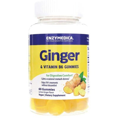 Enzymedica Ginger & Vitamin B6 Gummies - Лимонный имбирь 60 жевательных резинок