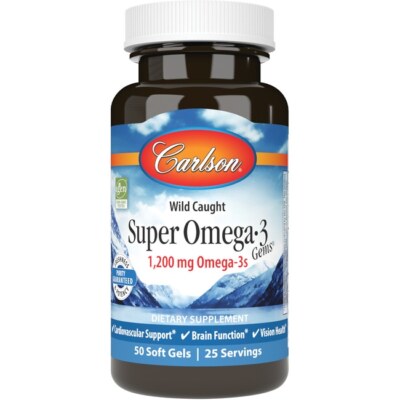 Carlson Wild Caught Super Omega-3 Gems 1,200 mg 50 Sgels