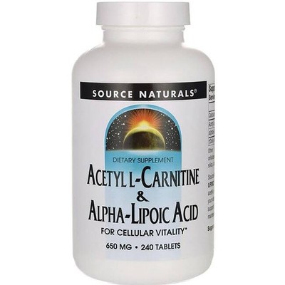 Source Naturals Ацетил L-карнитин и альфа-липоевая кислота 650 мг 240 таблеток