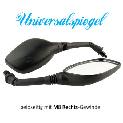 Spiegel SET Spiegelset universal für Roller M8 M 8 Gewinde rechts links NEU
