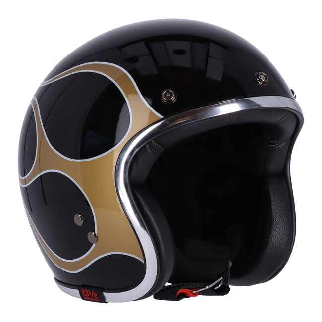 Motorrad Jet Helm Chopper skull bucket Gold matt Flammen ECE 22.06
