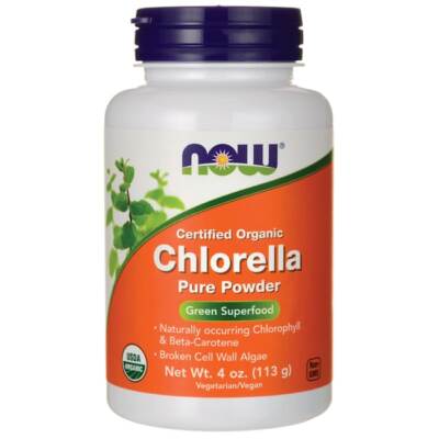NOW Foods Сертифицированный органический чистый порошок хлореллы 4 унции Pwdr
