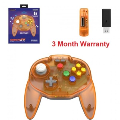 Retro-Bit Tribute 64 2.4Ghz Wireless Controller for Nintendo N64 Switch Orange