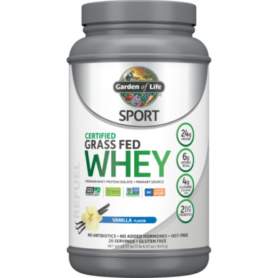 Garden of Life Sport Certified Grass Fed Whey Protein - Vanilla 22.57 oz Pwdr