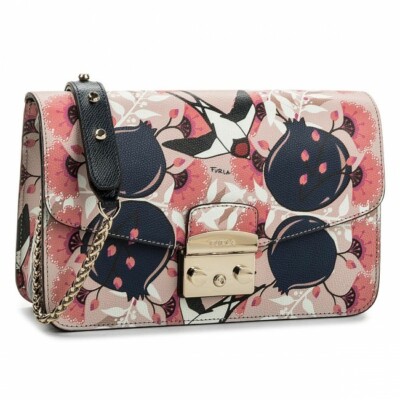 FURLA METROPOLIS 941803 CROSSBODY HANDBAG LEATHER FLORAL TONI MAGNOLIA