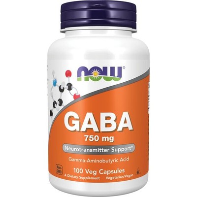 NOW Foods Габа 750 мг, 100 вегетарианских капсул