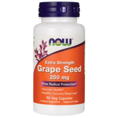 NOW Foods Виноградные косточки Extra Strength, 250 мг, 90 растительных капсул