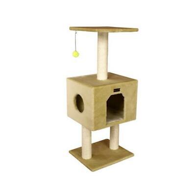 ArmarkatReal Wood Cat Tree With Condo And Scratch Post 42 Height Beige A4201