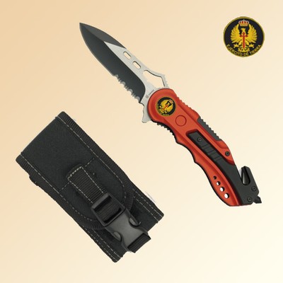 NAVAJA TACTICA EJERCITO ESPAÑOL BICOLOR ROJA HOJA 8 CM ROMPEVIDRIOS